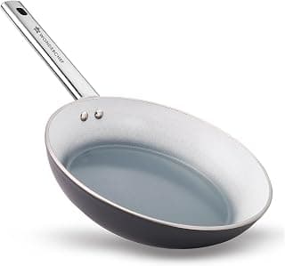 Wonderchef Eco-Glide Fry Pan | | Chemical-Free Ceramic Coating | 24cm, 1.8L | Healthy, Low Oil Meals | Scratch-Resistant | Stainless-Steel Handle | Gas & Induction Compatible | Grey | Easy to Clean
