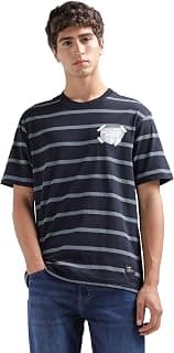 Flying Machine Men's Relaxed Fit T-Shirt | Striped | Tshirt for Man