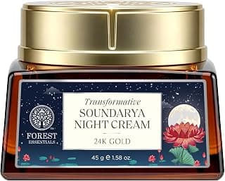 Forest Essentials Transformative Soundarya Anti Ageing Night Cream with 24K Gold | For Dry & Dehydrated Skin | With Bakuchiol & Hyaluronic Acid | Moisturising and Hydrating