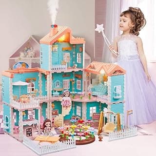 Doll House 7-8,Storytelling Dreamhouse Dollhouse with Unique Furniture and Accessories,DIY Toddler Pretend Play Toy Dolls House for Girls Age 3 4 5 6 7 8 9 Birthday Gifts