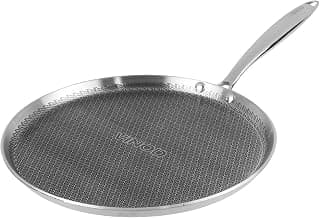 Vinod SAS Pro Platinum Triply Stainless Steel Hybrid Non Stick Dosa Tawa - 28 cm | 4 mm Thick | HexaShield Design Stick-Resistant Surface | Metal Spatula Safe | Induction & Gas Compatible | PFOA-Free