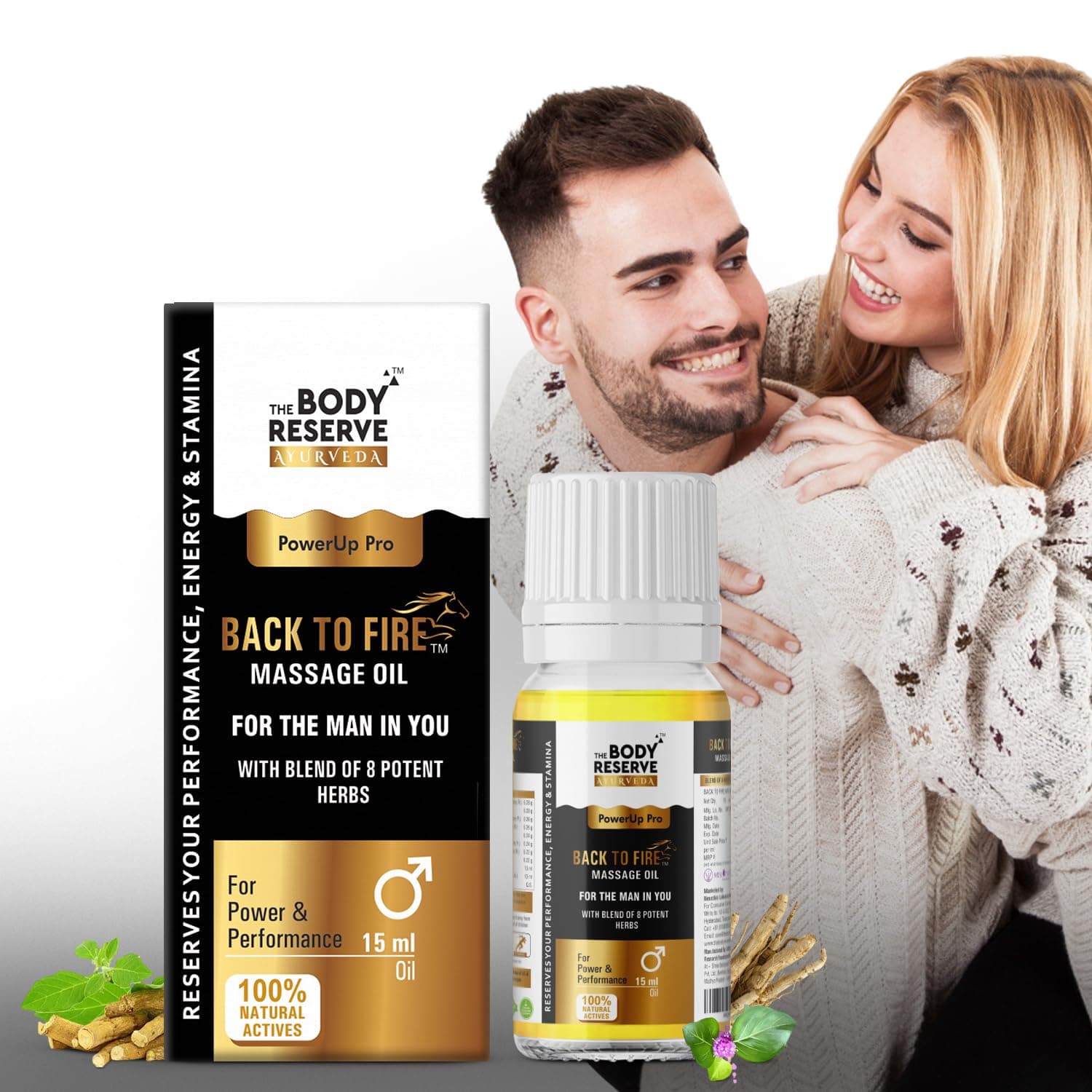 The Body Reserve Back To Fire Ayurvedic Massage Oil for Men With Ayurvedic Herbs 15 ml (pack of 1)