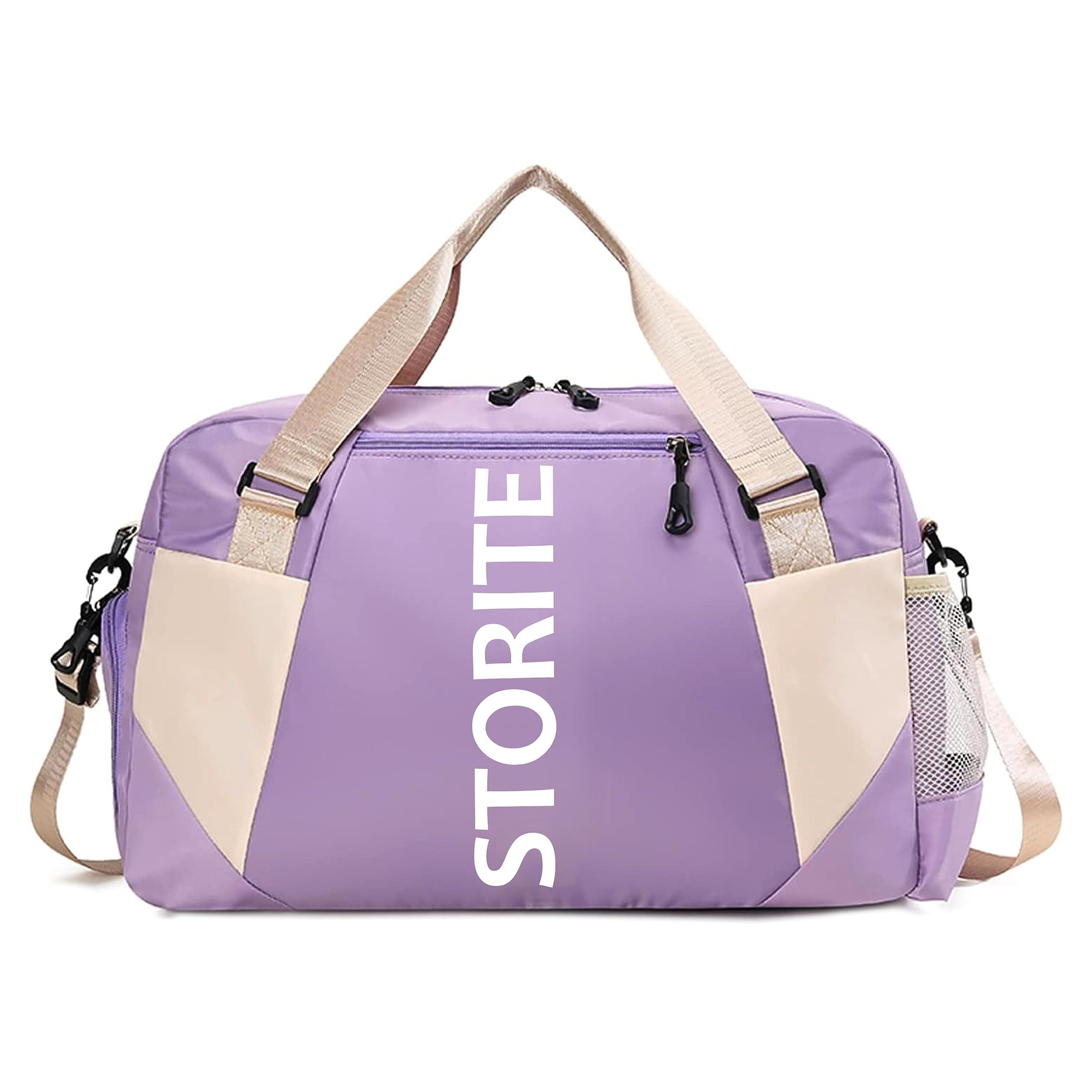 Storite Travel Duffel Bag with Shoe Compartment, Purple, 47x20x28 cm | Water Resistant Nylon, Wet Pocket, Lightweight, Multi-Pocket Design, Adjustable Shoulder Strap, Travel, Gym, Weekend Trips