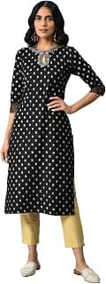 W for Woman Printed Kurta with Embroidery and Sequins