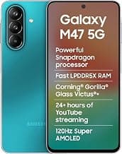 Samsung Galaxy M47 5G (Blaze Blue, 6GB RAM, 128GB Storage)| Powerful Snapdragon Processor| Fast LPDDR5x RAM,UFS 3.1 Storage| Gorilla Glass Victus+| IP64| Super AMOLED Display| 50MP OIS|AI| Gemini Live