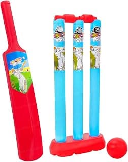 FunBlast Cricket Set with Bat, Stumps & Ball, Sports Games for Kids 3+ Years Bat Ball Set - Best Birthday Return Gifts for Kids - Multicolor (Small)