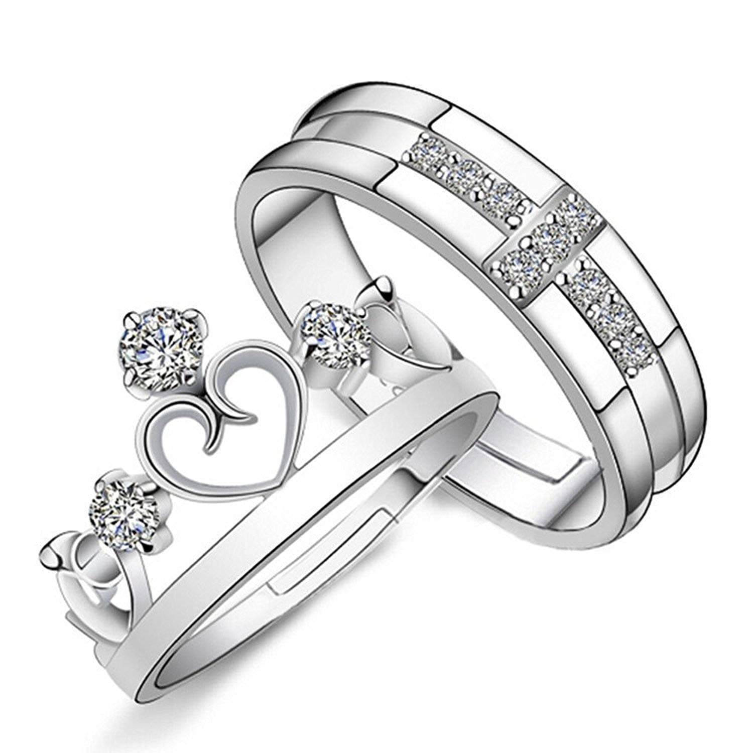 Mahi Valentine Gift Proposal Couple Ring Set with Cubic Zirconia for Men and Women (PAFRCO1103032PR)
