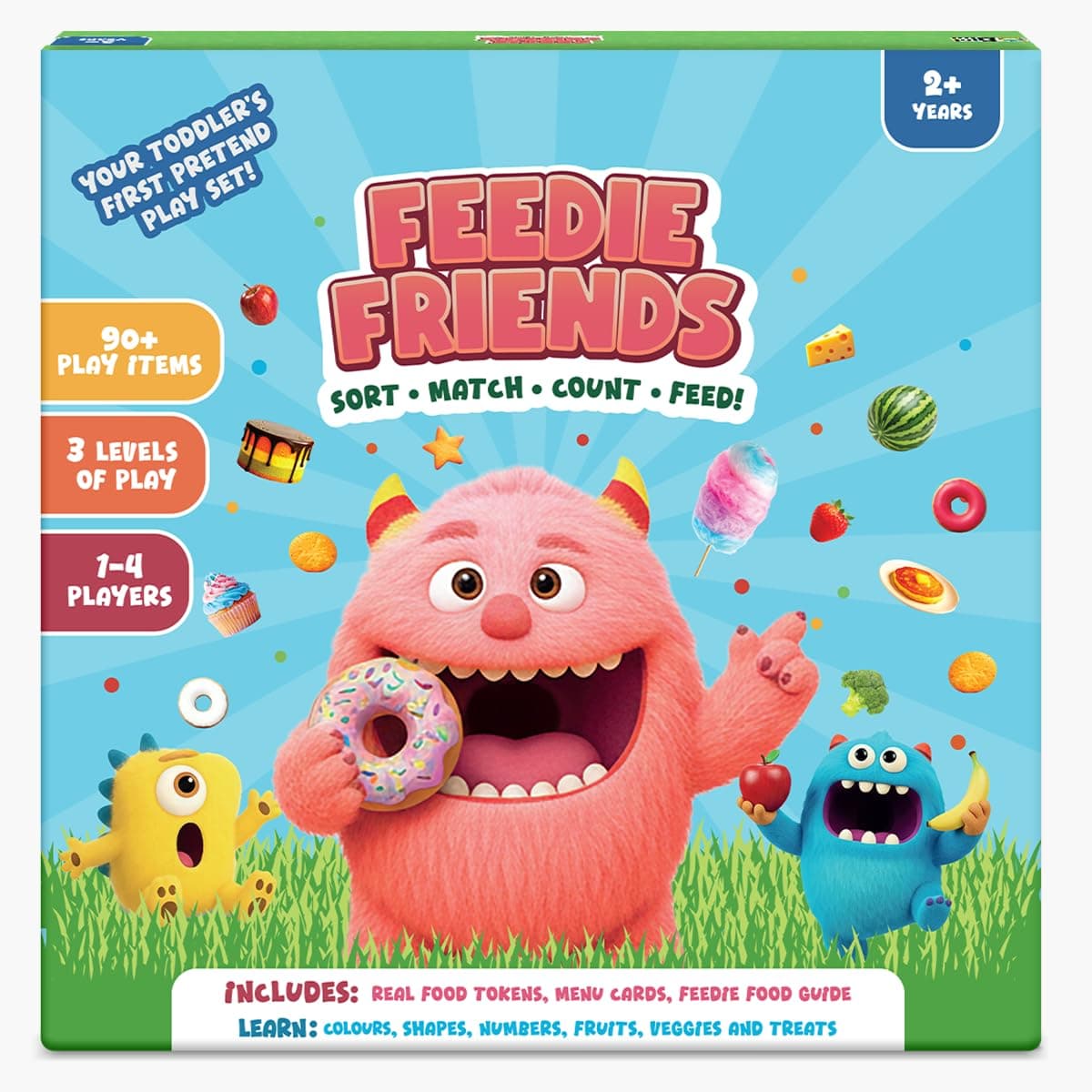 GiniMini Feedie Friends Educational Feeding Game for Toddlers 2–4 Years | Cooperative Learning Toy for Colors, Shapes & Counting |Preschool Gift