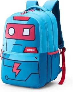 American Tourister Toodle 4.0Xxl Robo Teal, Doube Extra Large School Backpack, Age 8-12 Years, 3.5 Compartments, Rain Cover 32.5 Ltrs Capacity - Unisex
