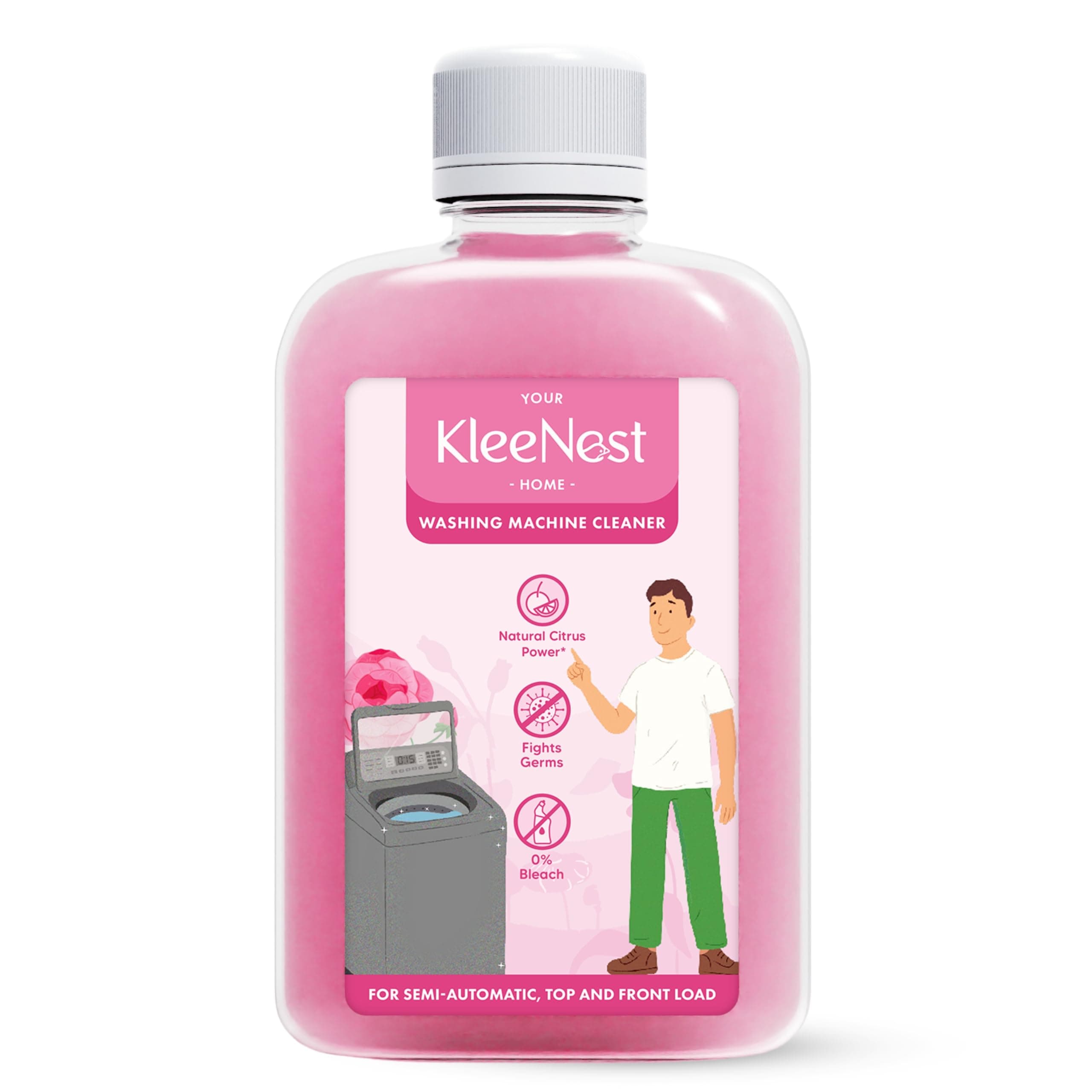 Kleenest Washing Machine Cleaner Liquid – Descaler for Washing Machines - Rose Fragrance | 250ml