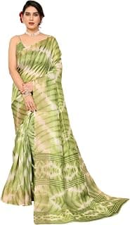 HEMA SILK MILLS Women's Cotton Silk Striped Printed Traditional Jaquard Weave Border Saree With Blouse Piece 4502_KAVERI SHIBURI GREEN