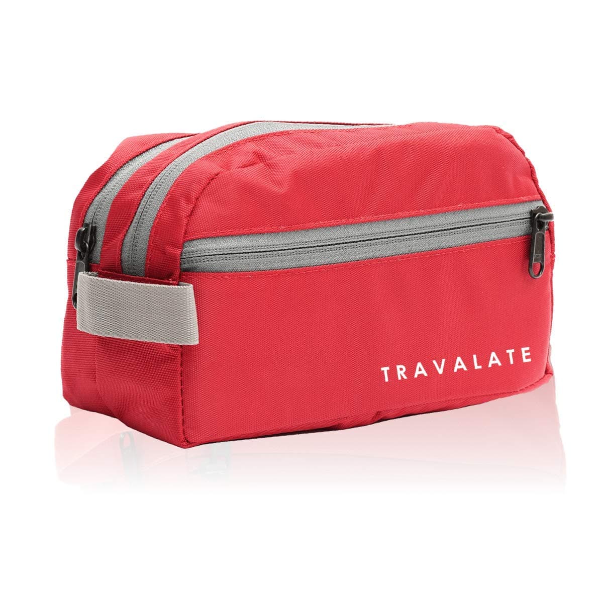 TRAVALATE Polyester Travel Toiletry Bag | For Man And Women | Multipurpose | Water Resistant (Red & Grey), Large , 9 cm