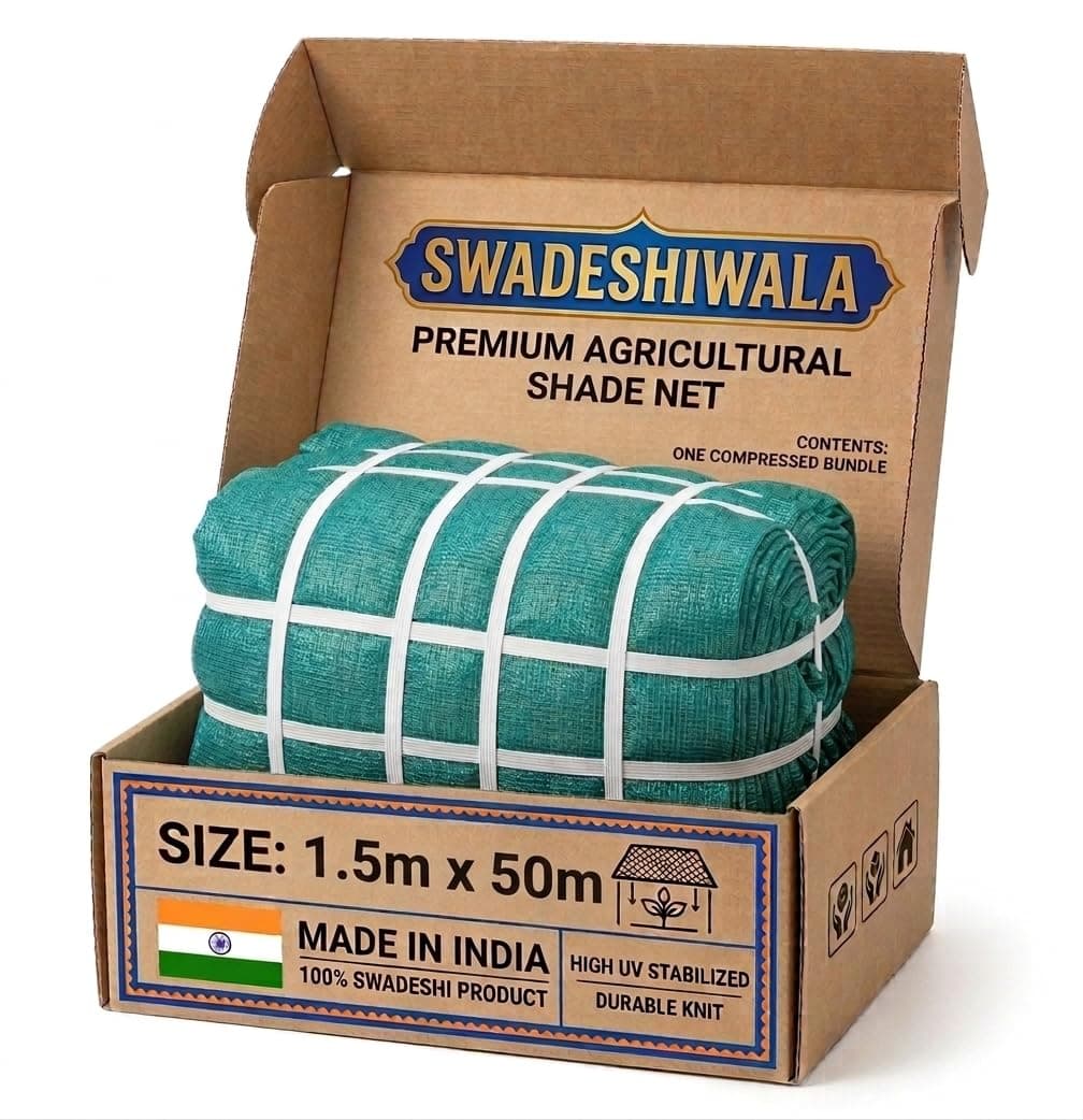 SWADESHIWALA UV Stabilized Agro Green House Net Garden Shadenet Multipurpose - 50% 1.5mx50 m (5ft x 164ft) - Green (1.5X50M)