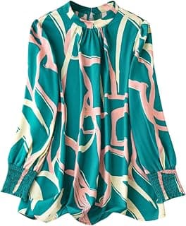 Leriya Fashion Women Floral Printed Shirt Casual Loose Fit Summer Top V Neck Button Down Blouse Lightweight Long Sleeve Stylish Beach Vacation Wear Trendy Western Top