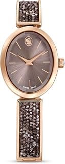 Swarovski Swarovski Crystal Rock Oval Watch, Swiss Made, Crystal Bracelet, Gray, Rose Gold-Tone Finish