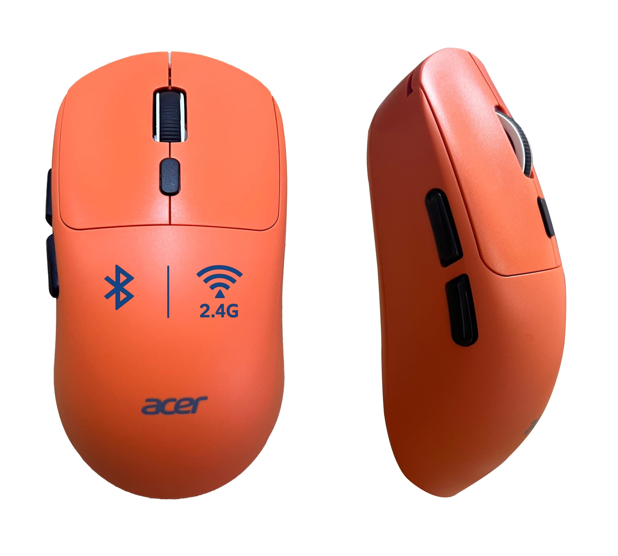 Acer PopGo Wireless Mouse | 2.4G + BT5.4 Dual Mode | 500mAh Rechargeable Battery | Adjustable DPI up to 6400 | Silent Click | 6 Buttons+Scroll Wheel | 10m Range | Windows & Mac Compatible – Orange