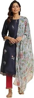 W for Woman Women's Polyester Blue Floral Printed Chiffon Dupatta (8905661211678_Free Size)_WFS