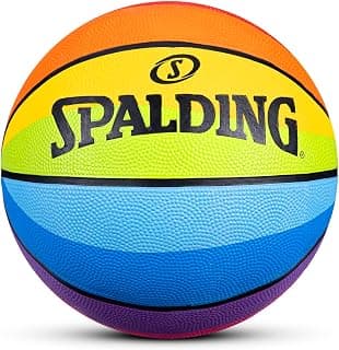 Spalding 8 Panel Rainbow Rubber Moulded Indoor/Outdoor Basketball with Butyl Bladder, Suitable for Practice/Match/Training + Free Air Needle