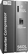 Midea 560 L Side by Side Refrigerator, Inverter Compressor, Multi Air Flow Cooling, Water Dispenser (Frost Free, Energy Efficient, Large Capacity, Bru-Steel Finish)