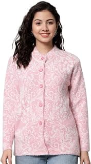 eWools Women's Wool Round Neck Cardigan