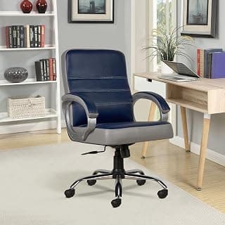 CELLBELL C99 Apex Leatherette High-Back Boss Chair/Revolving Chair/Office Chair/Computer Chair for Work from Home and Office | Ergonomic Chair Arm Rest & Height Adjustable Chair (Navy Blue & Grey)