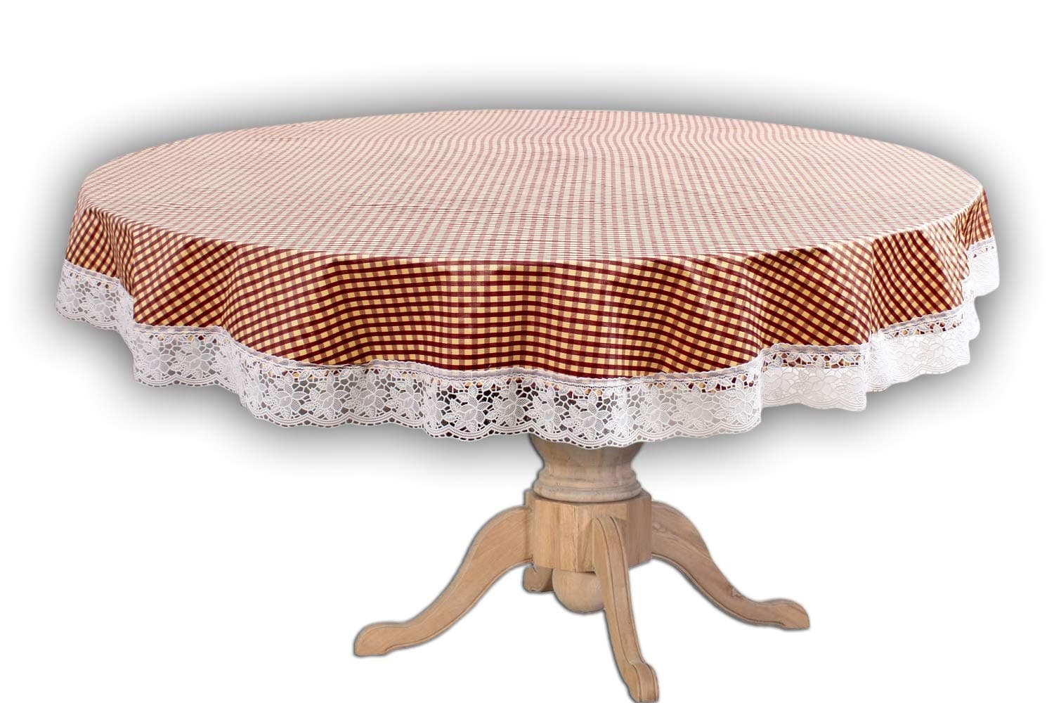 Stylista Round Center Table Cover Pin Check Print 48 inches Diameter
