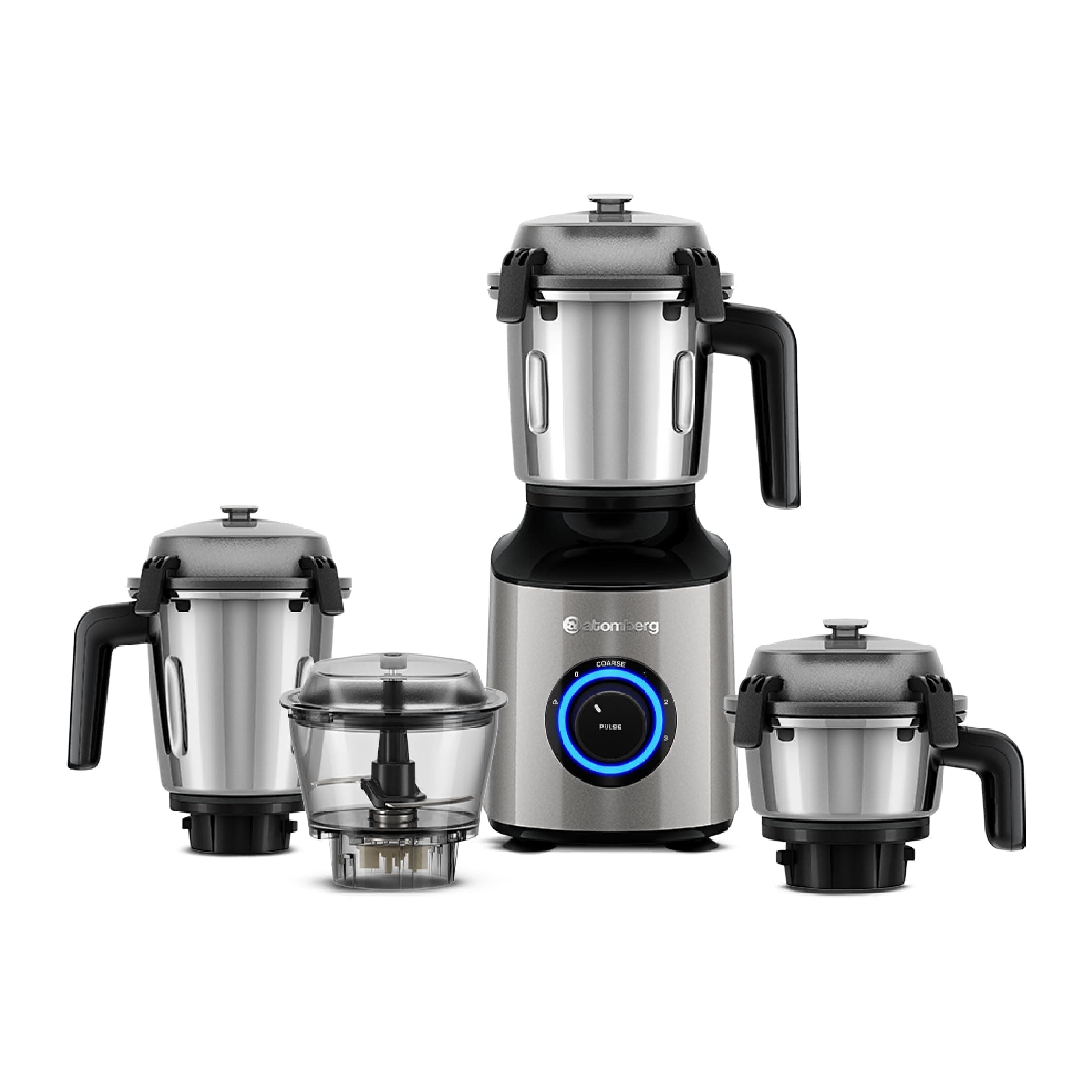Atomberg Zenova Mixer Grinder for Kitchen with Intelligent BLDC Motor | Unique Coarse Mode for Silbatta-like Texture | 4 Jars incl. Chopper | Hands-Free Operation | Safety Features | Sand Grey