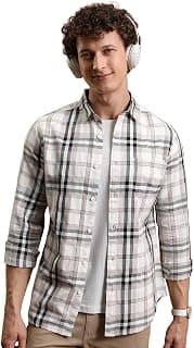 Highlander Men's Slim Fit Checks Shirt for Men | Full Sleeves | Spread Collar | Casual Shirts for Men