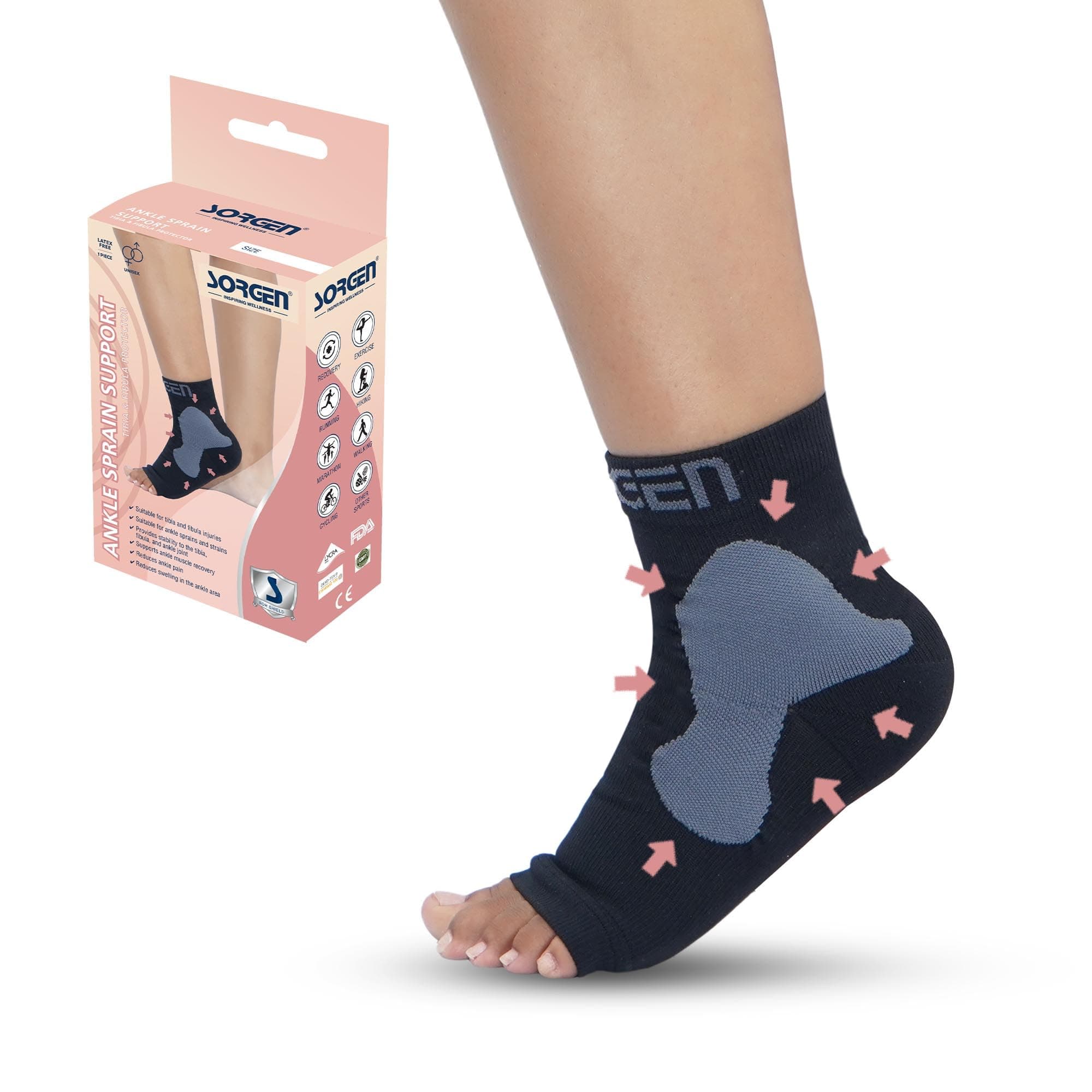 Sorgen Spandex Ankle Sprain Support Sleeve, Compression Sleeve For Tibia And Fibula Sprains, Ankle Sleeve And Protector For Ankle Pain Relief, Stability And Recovery (Small')