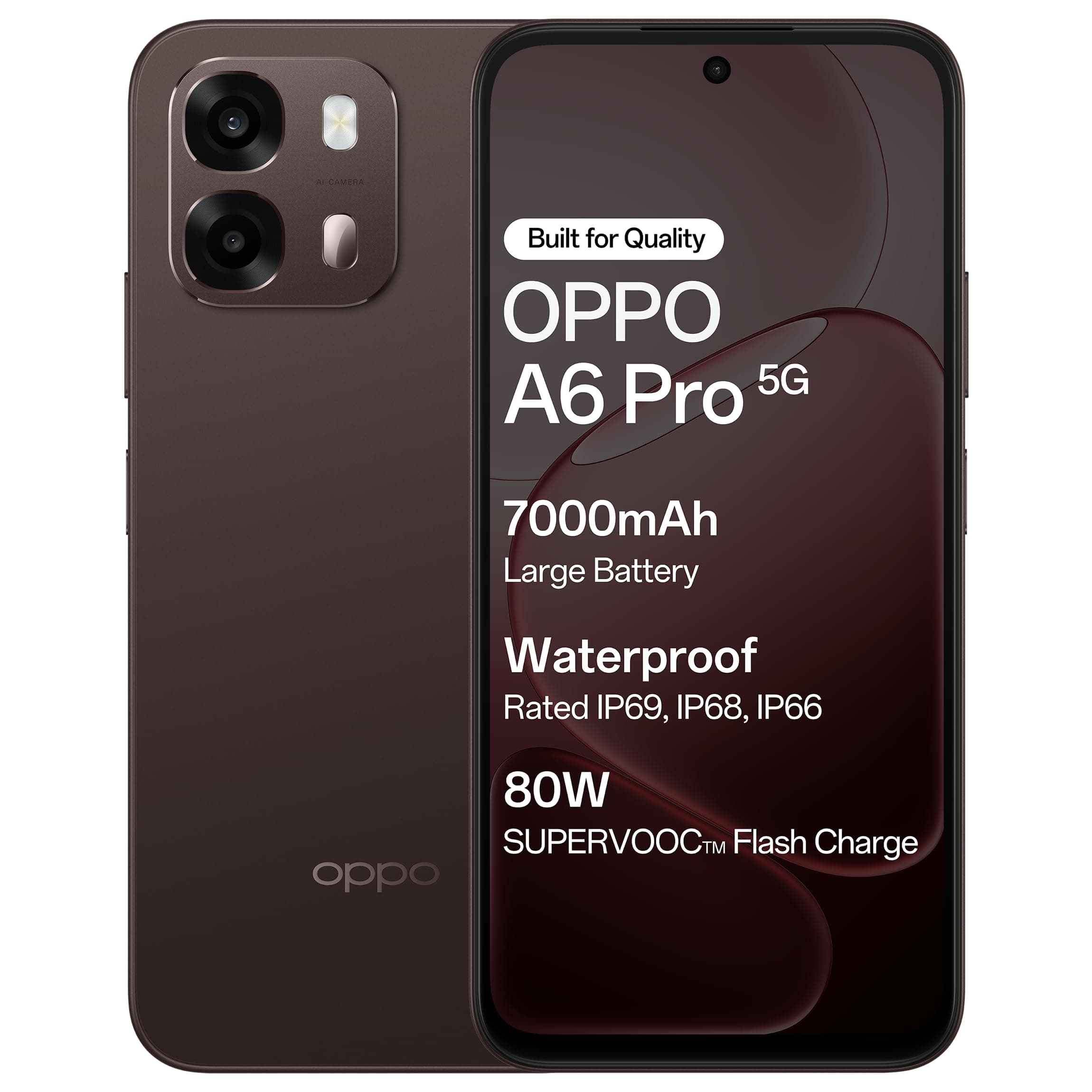 Oppo A6 Pro 5G (Brown, 8GB RAM, 128GB Storage) 6.75 Inch Screen, 144Hz Display, 7000mAh Battery, 80W Fast Charging,16MP Front & 50MP Main Camera with No Cost EMI/Additional Exchange Offers