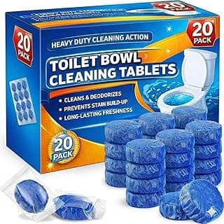 Skylike Automatic Flush Toilet Bowl Cleaner Tablets, Bathroom Toilet Tank Cleaner, Powerful Cleaning Ball Blue Deep Clean Bubbles, Mild Lemon Scent (10)