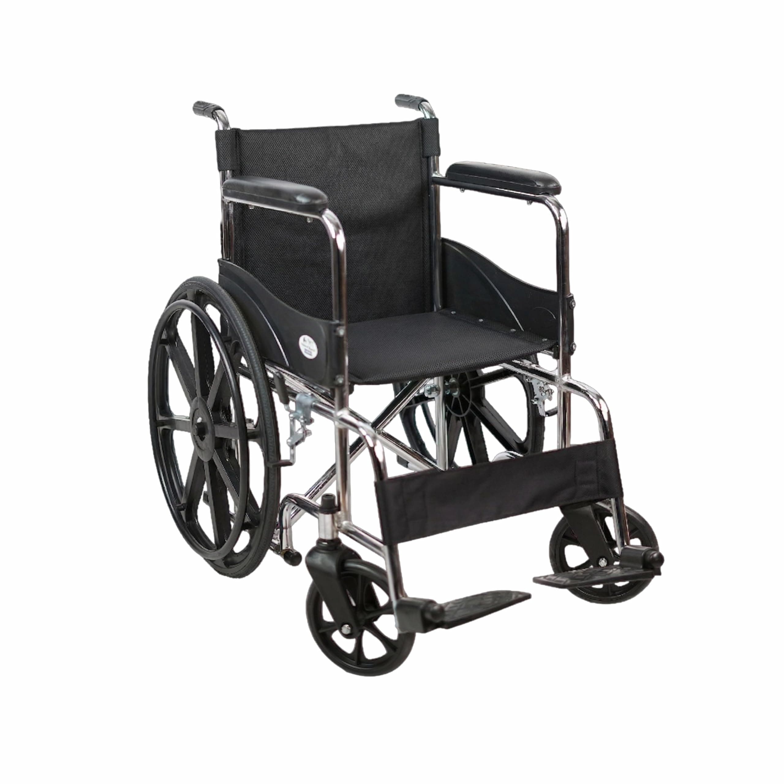 VMS Careline Comfort Foldable Wheelchair for Elderly & Adults | Lightweight Manual Transport Wheelchair | Heavy-Duty Steel Frame | Safety Belt, Footrests & Attendant Support | Supports Up to 100kg
