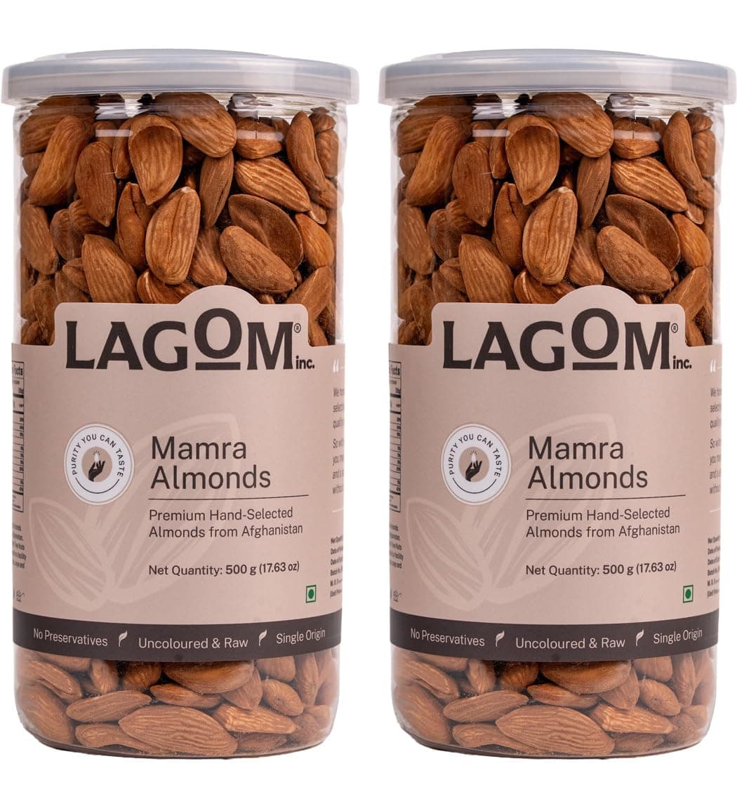 Lagom Mamra Almonds 1 kg | Premium Afghan Mamra Badam | Medium Sized, Rich & Naturally Nutty | No Added Preservatives | Vegan, Gluten Free, Non-GMO