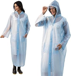Lifelong Lifelong Women's Raincoat | 100% Waterproof | Lightweight One-Piece Girls Raincoat With Hood, Side Pocket, Snap Buttons | Portable Travel Raincoat For Hiking, Trekking, Camping (L, Sky Blue)