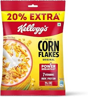 Kellogg's Corn Flakes Original 100g/120g | Power of 5: Energy, Protein, Iron, Calcium, Vitamins B1, B2, B3 & C | Corn Flakes, Breakfast Cereal | Naturally Cholestrol Free