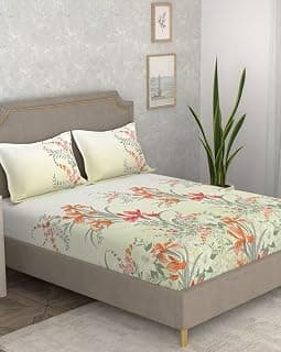 Portico New York Super King Size Flat Bedsheet with 2 Pillow Covers Facets (Multicolor 6)