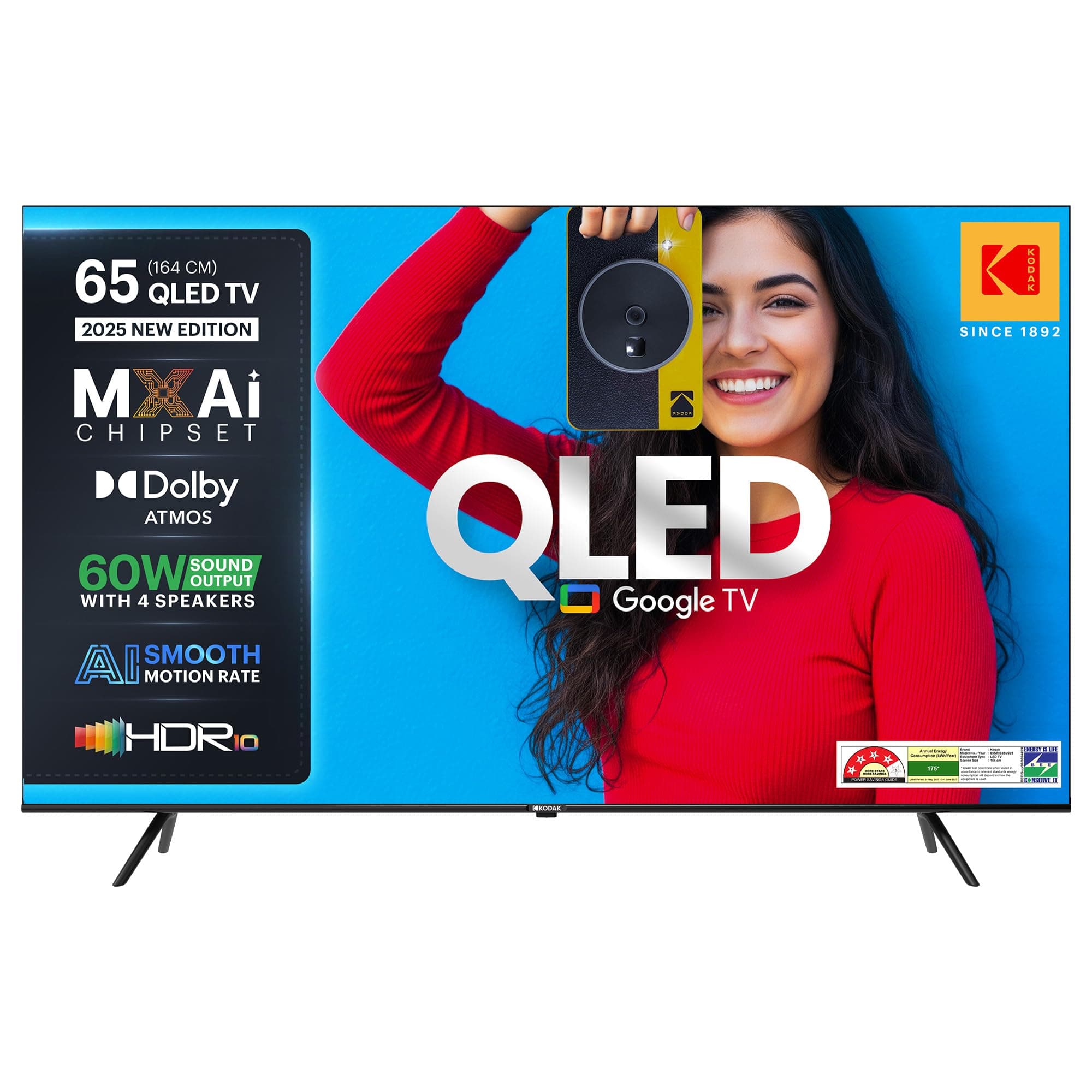 Kodak 164 cm (65 inches) Matrix 2025 Edition Ultra HD (4K) QLED Android Google TV 65ST5035 (Black)