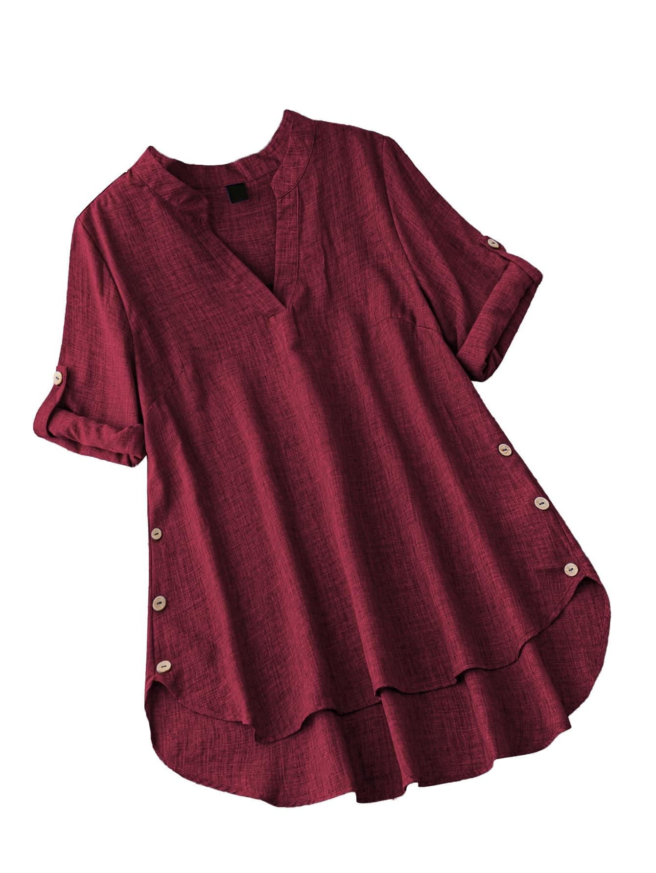 TADKEE Women's Linen Blend Solid Regular Fit Tunic Top | Kurti for Women