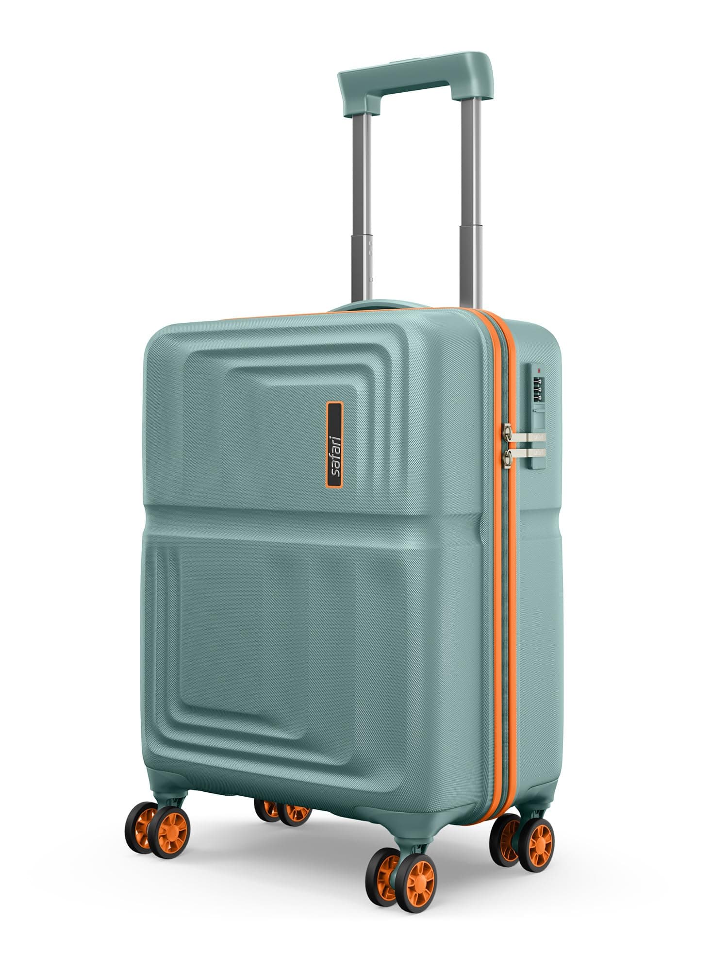Safari Roma Hard Luggage Trolley Bag with 8 Wheels Cabin Size Carry on Suitcase - Sage Green