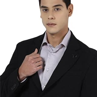 Blackberrys Men Poly-Blend Black Textured Slim Fit Blazers