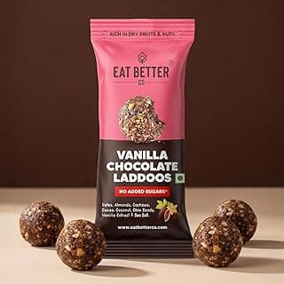 Vanilla Chocolate - Sugar-Free Laddoos | High Protein & Instant Energy | 95% Dry-Fruits - Healthy Chocolate – No Added Sugar | Healthy Snacks | Energy-Bar Replacement (Pack of 4-40gm)