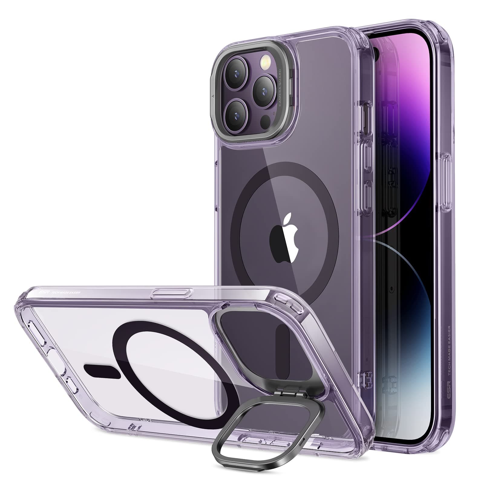 ESR for iPhone 14 Pro Max Case, Compatible with MagSafe, Adjustable Camera Ring Stand, Scratch Resistant Back, Military-Grade Protection, TPU, Classic Magnetic Back Cover with Kickstand, Purple