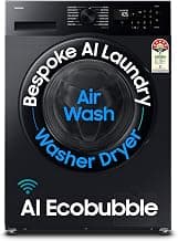 Samsung 12 kg (Wash) / 7 kg (Dry), 5 Star, AI EcoBubble, AI Energy Mode, Air Wash, Super Speed, Hygiene Steam, Wi-Fi, Digital Inverter, Fully-Automatic Front Load Washer Dryer (WD12FG5B34BBTL, Black)