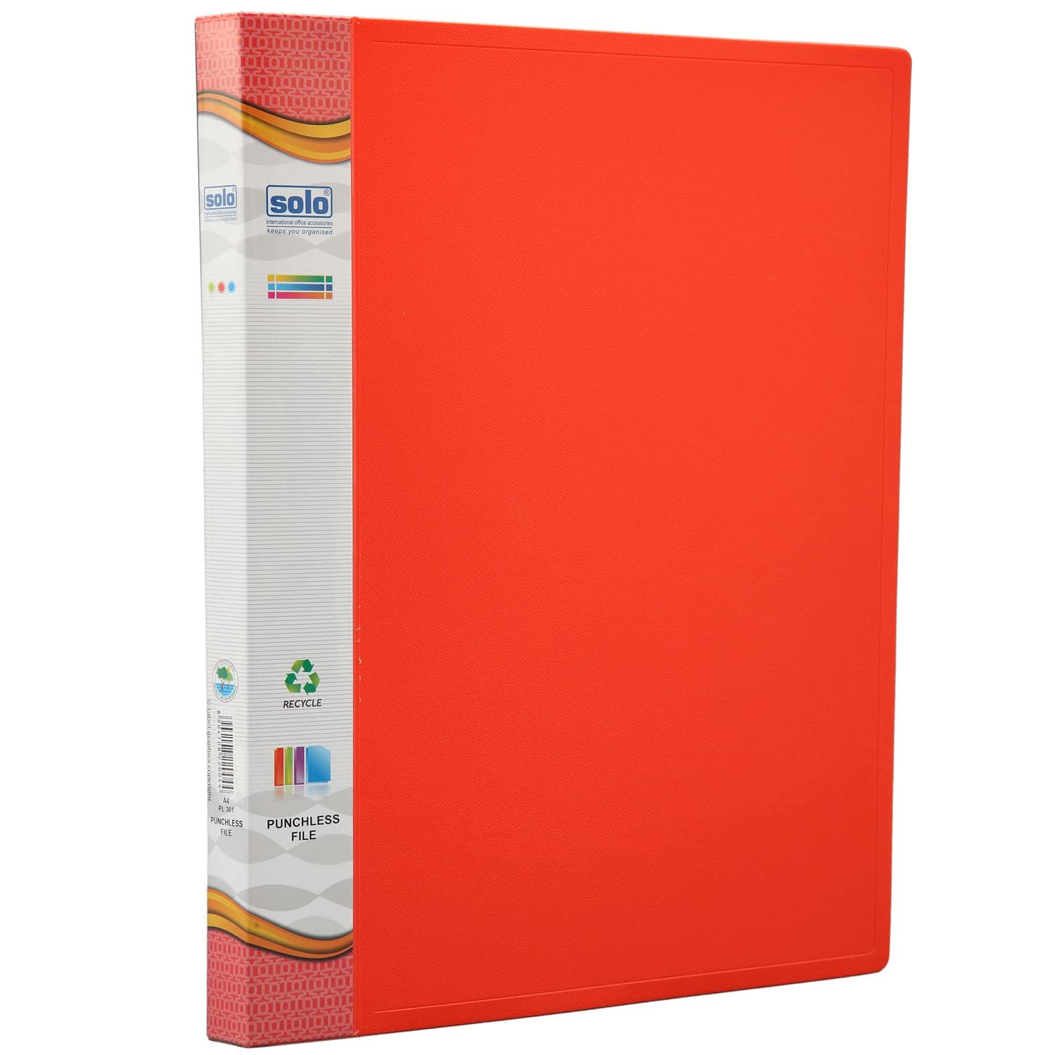 Solo A4 Punchless Lever Clip File with Inside Transparent Pocket, Office Document File Folder for Papers & Projects, Display Presentation Organizer Plastic File for Certificates & Portfolio (Red)
