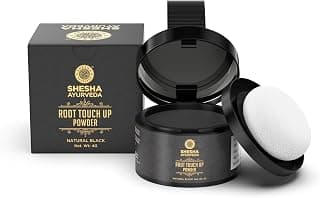 SHESHA AYURVEDA Root Touch Up Hair Powder – Natural Black | Instantly Covers Greys & Bald Spots | Matte Finish | Long-Lasting | 4 g