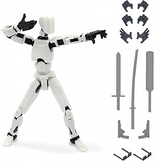qwik3D Dummy13 Fully Articulated Action Figure | 3D Printed Robot Assembly Kit | 5.4 Inch Tall Poseable Toy | Dynamic Poses | DIY Collectible Model | Made in India (White Armour)