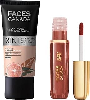 FACESCANADA All Day Hydra Matte Full Coverage Foundation oil & Comfy Matte Liquid Lipstick - For The Win 08 (Brown), Pack Of 1