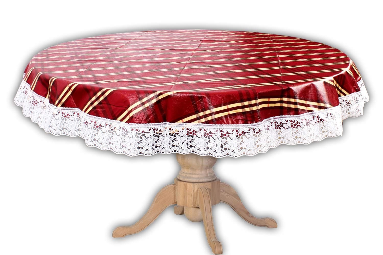 Stylista Round Center Table Cover Plaid Print 48 inches Diameter