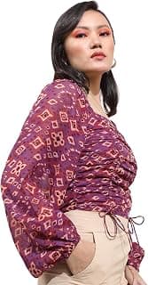 Tokyo Talkies Women's Long Sleeves Square Neck Printed Tops| Stylish Casual wear