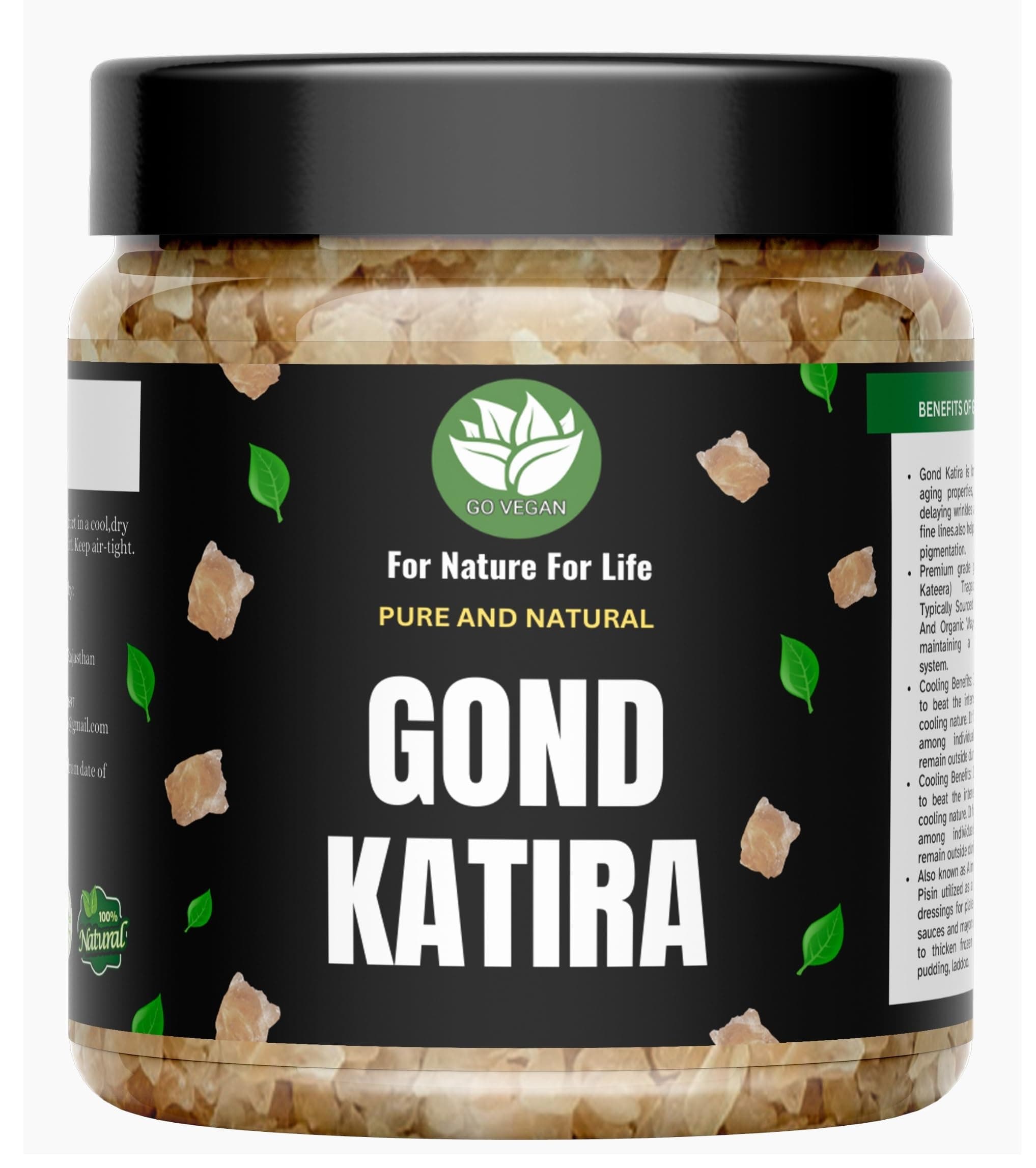 Go Vegan Pure Natural Gond Katira 250gram | Almond Gum Badam Pisin, Tragacanth Gum | High Cooling Properties | 100% Natural Superfood